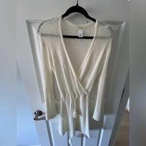 l*space Cream Knit Wrap Swim Coverup